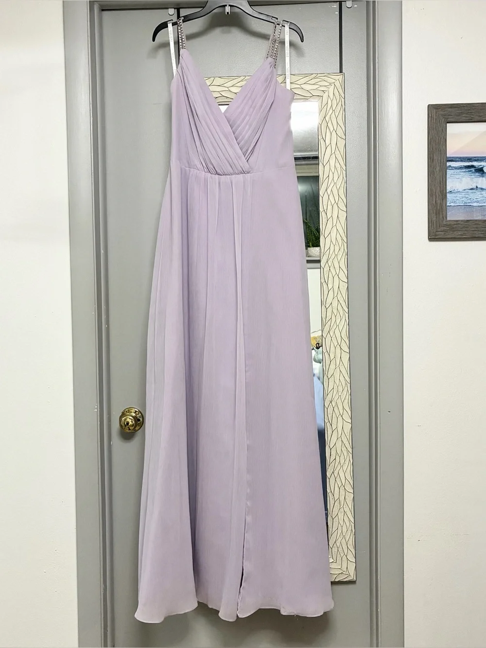 David’s Bridal Iris Bridesmaid Dress with Rhinestone Straps